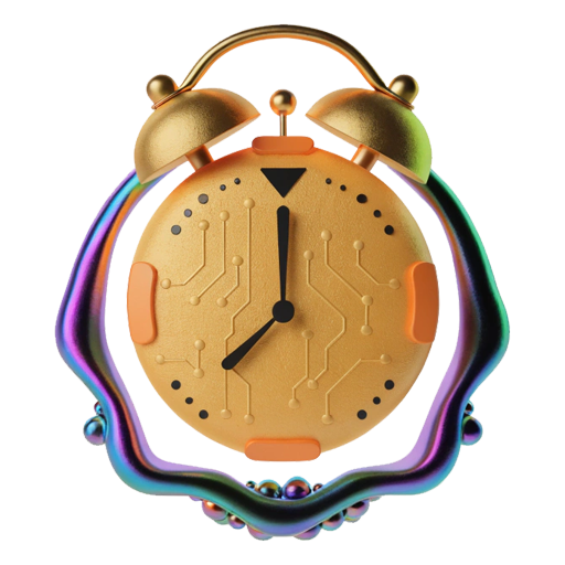 SolRise gold alarm clock with green and purple accents