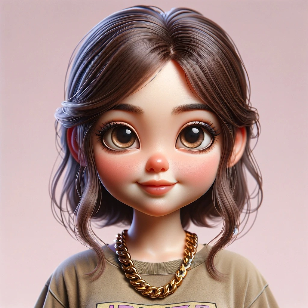 Female AI character with brown hair
